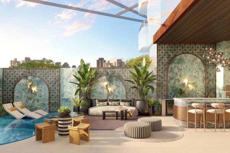 Perspectiva Ilustrada da Private Pool House