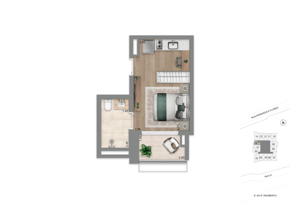 Planta Padrão 26 m² l Studio
