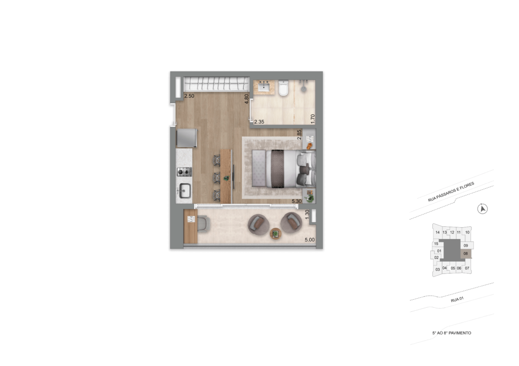 Planta Padrão 37 m² l Studio