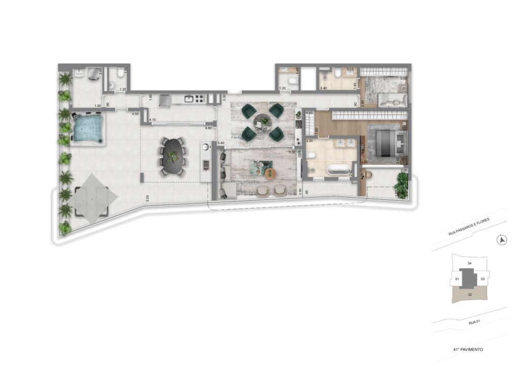 Planta Padrão 183 m² l 2 Suítes