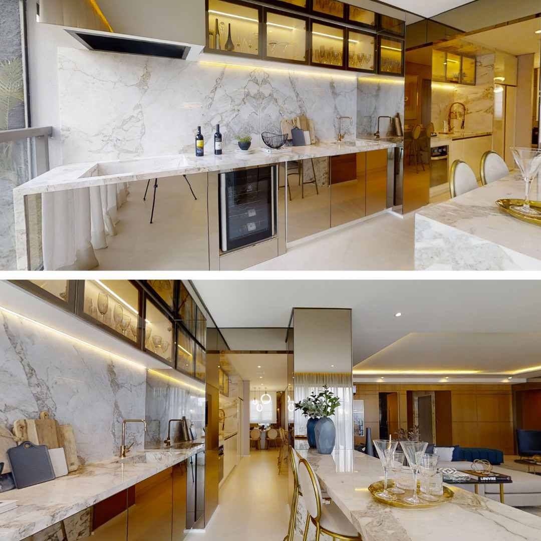 Perspectiva Ilustrada do Living Apartamento 165,5 m²