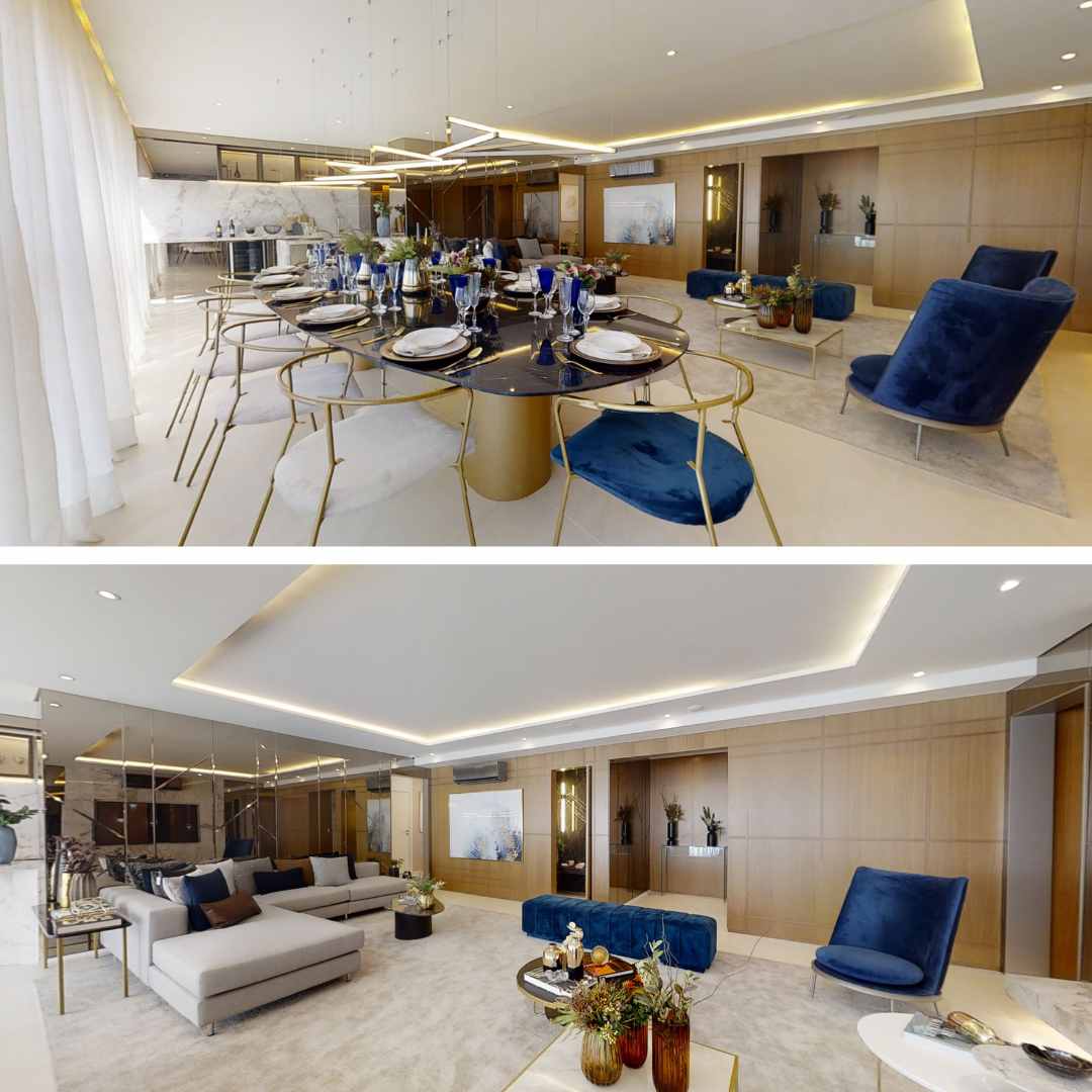 Perspectiva Ilustrada do Living Apartamento 165,5 m²