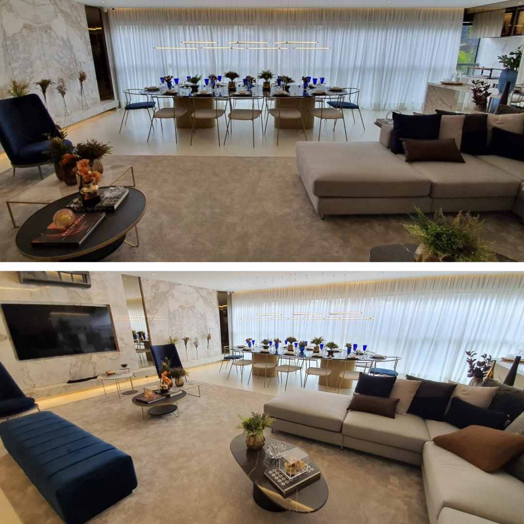 Perspectiva Ilustrada do Living Apartamento 165,5 m²