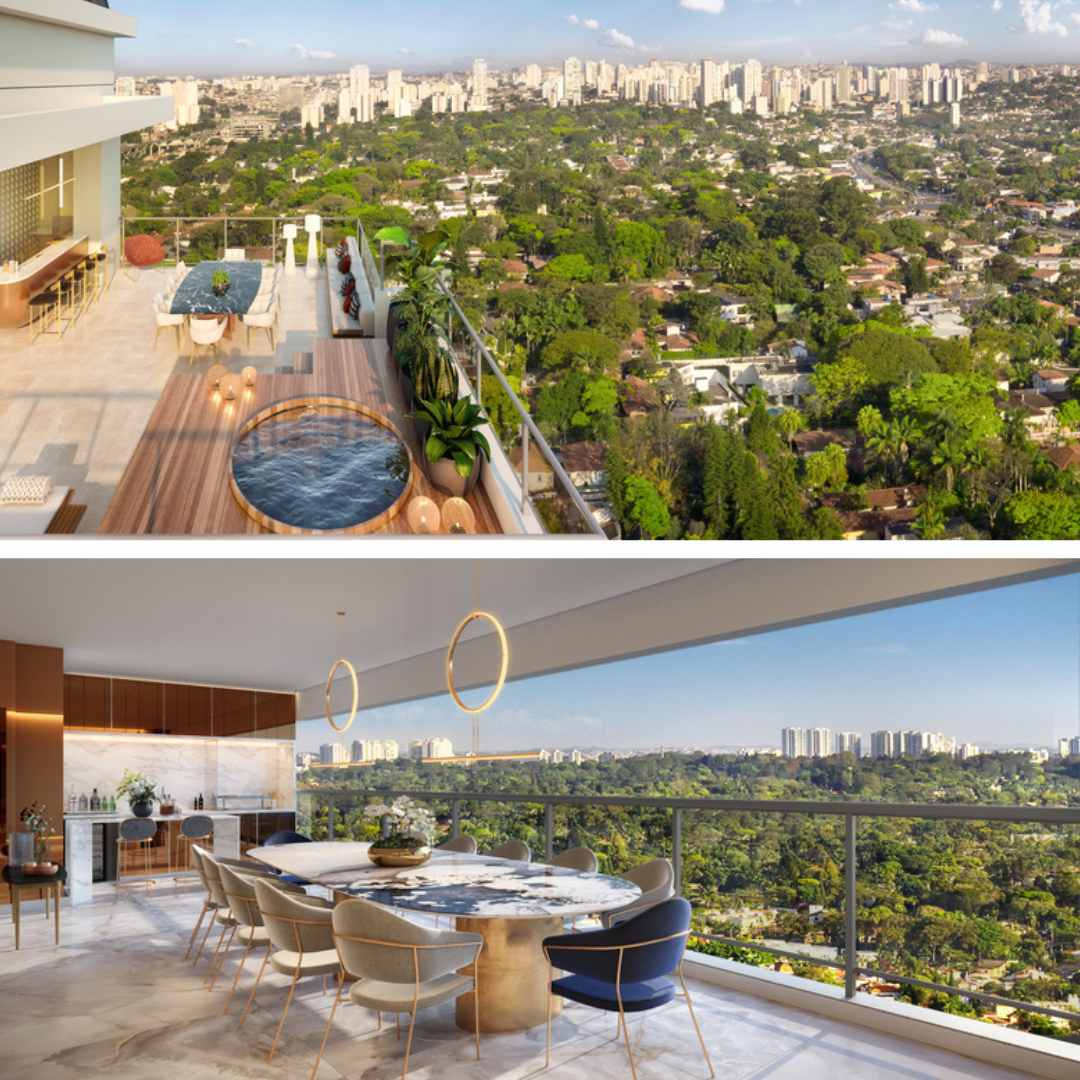 Perspectiva Ilustrada do Living Apartamento 165,5 m²