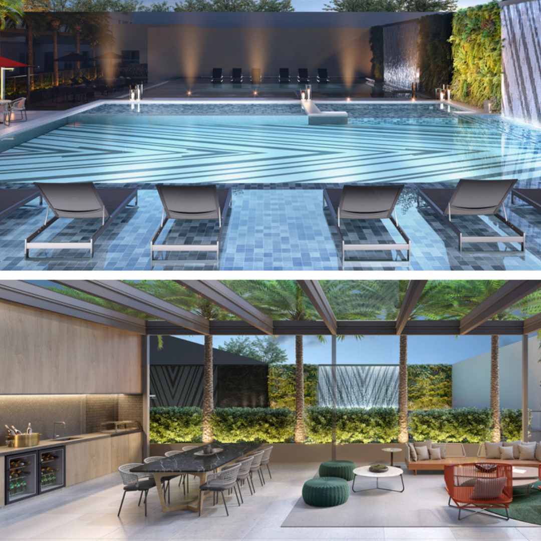 Perspectiva do Gourmet Externo e Piscina